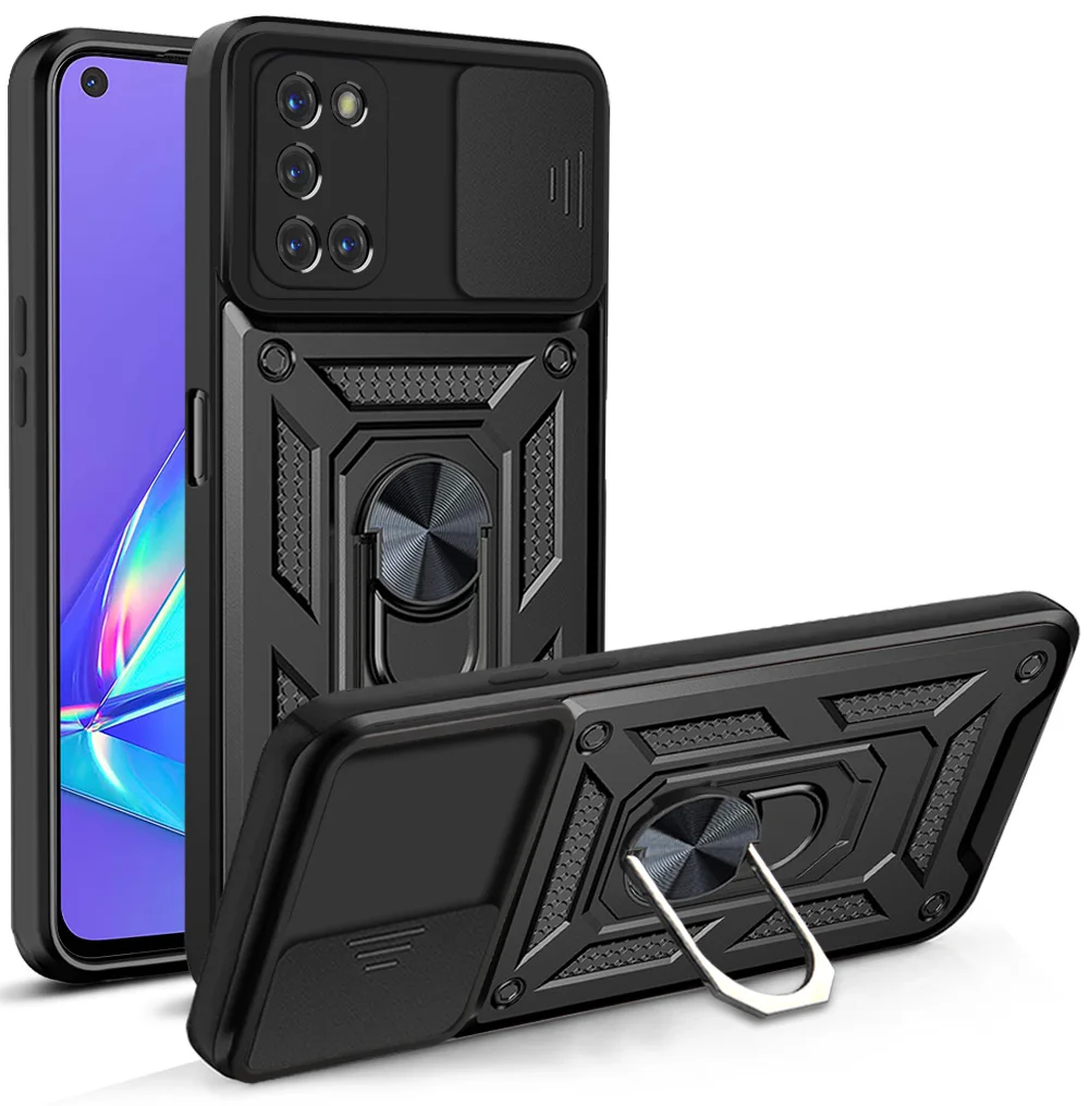 Für OPPO A54 5G Hülle OPPO A74 5G Cover OPPO A74 5G A54 5G Magnetischer Ringhalter Panzer-Handyhülle Schiebe-Kameraschutz Rückseitenabdeckung Image