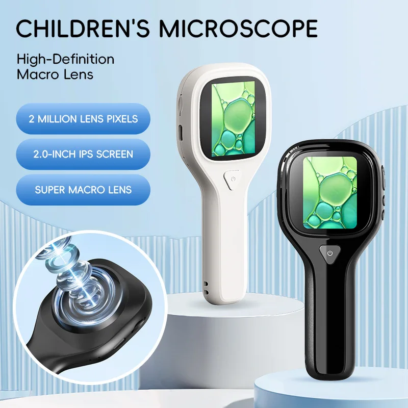 Microscopio portatile per bambini Lente d'ingrandimento elettronica Ricaricabile Supporta l'inserimento della scheda Microscopio portatile con schermo IPS