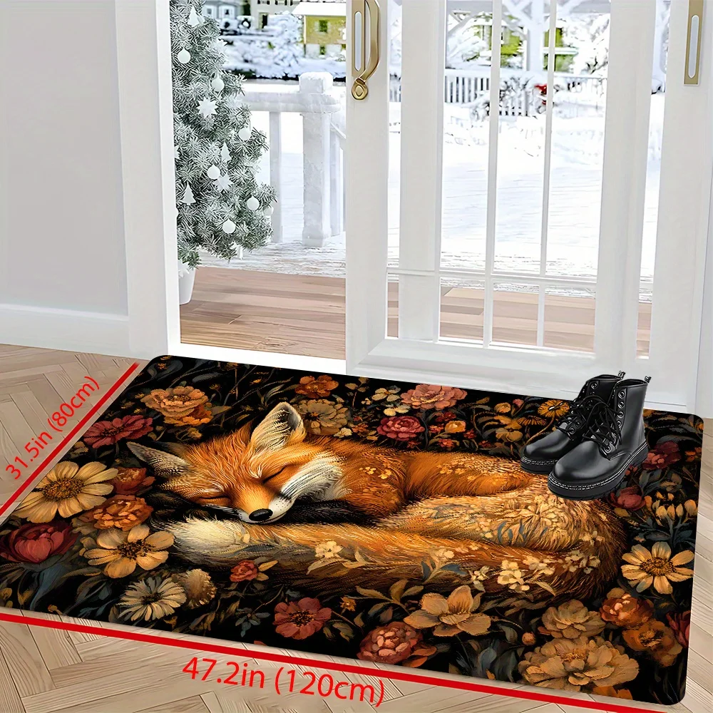 VIKAMA Sleeping Fox Carpet Warm Doormat Welcome Mat Kitchen Rug Bathroom Mat Rug For Bedroom Carpet For Live Room Home Dec