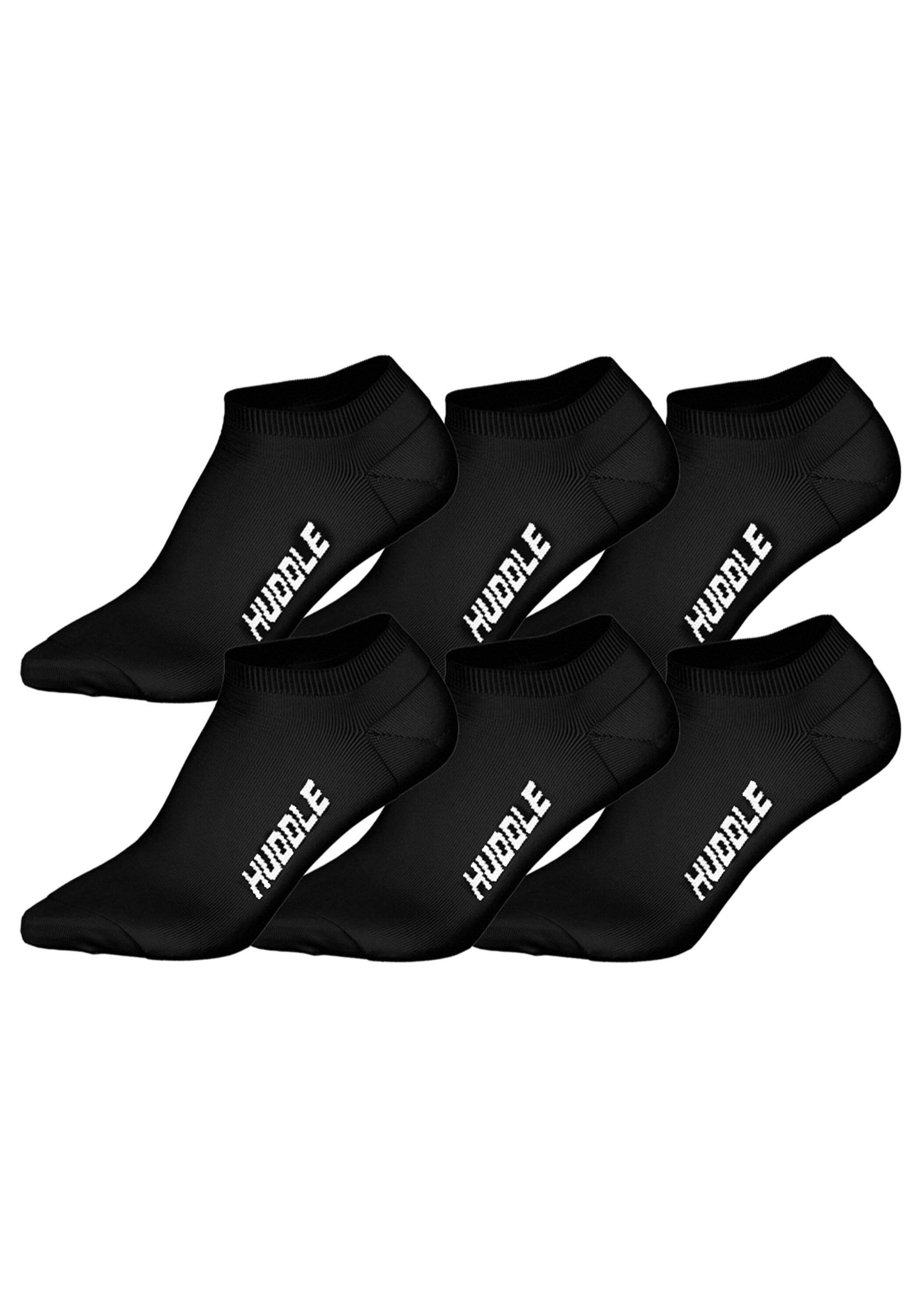 Sneakersocken HUDDLE "Socken HUDDLE 6pk Sneaker Socks 6er Pack", Herren, Gr. 39-42, schwarz, Obermaterial: 84% Polyester PES. 13% Baumwolle CO. 3% Elasthan EL., Socken Sneakersocken Image