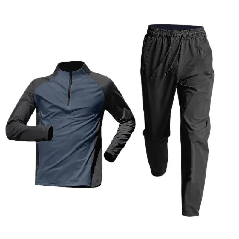 Ensemble de sport à séchage rapide pour hommes, automne, course à pied, entraînement, fitness, chemises à manches longues pour le cyclisme, vêtements de sport pour hommes