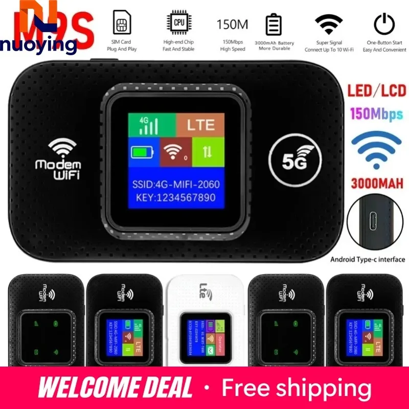 Routeur WiFi mobile NUOYING 4G/5G 150 Mbps, routeur sans fil 4G LTE avec emplacement pour carte SIM, modem MiFi portable de poche