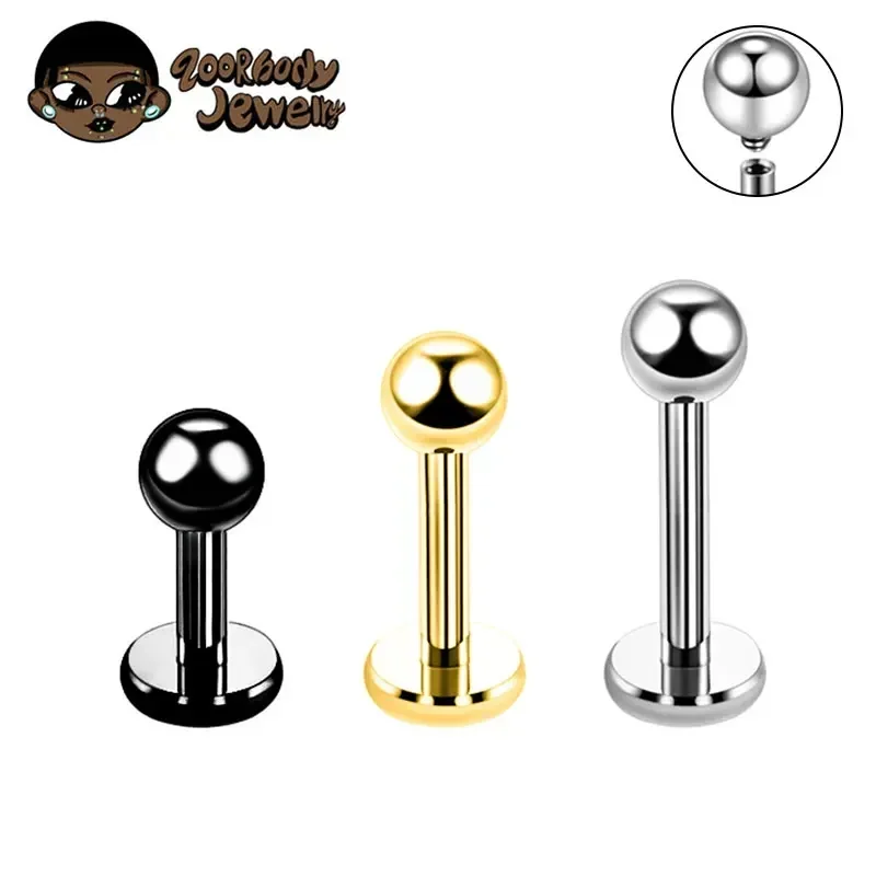 10pc ASTM-F136 Titanio Trago Piercing 18G 16G 14G Labret Stud Anelli per labbro Piercing Oreja Cartilagine Orecchino Labret Gioielli per il corpo