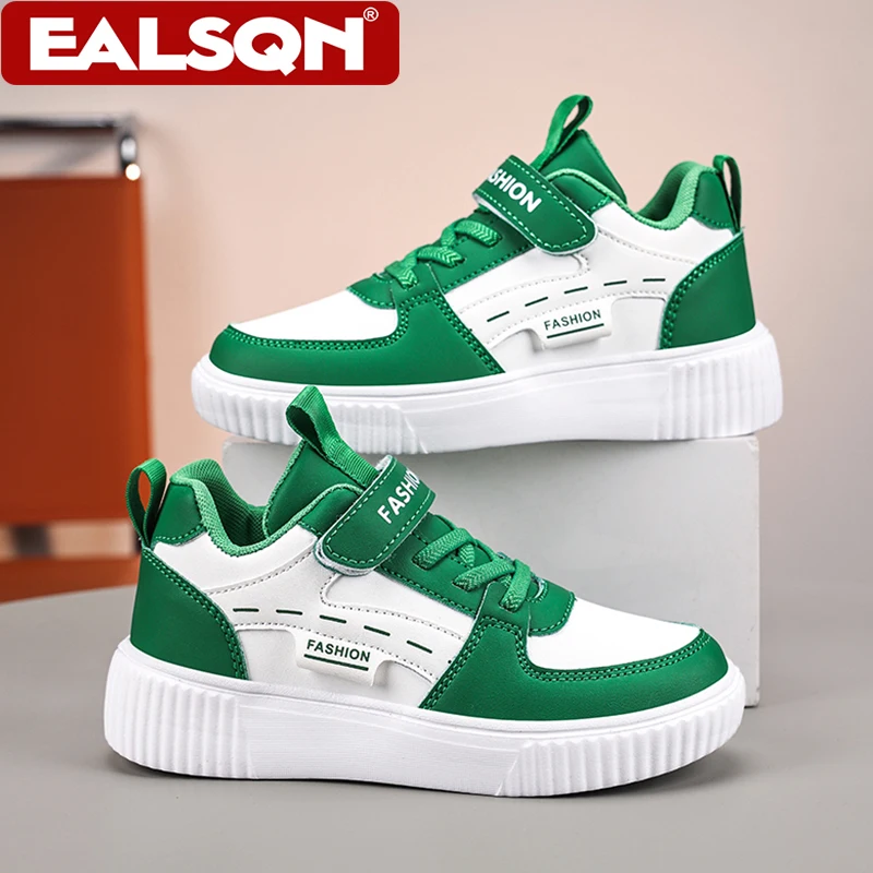 Kinder PU-Leder Sneakers Lässige Basketballschuhe für Jungen Trendige Sporttrainer Atmungsaktive Rutschfeste Kinderschuhe