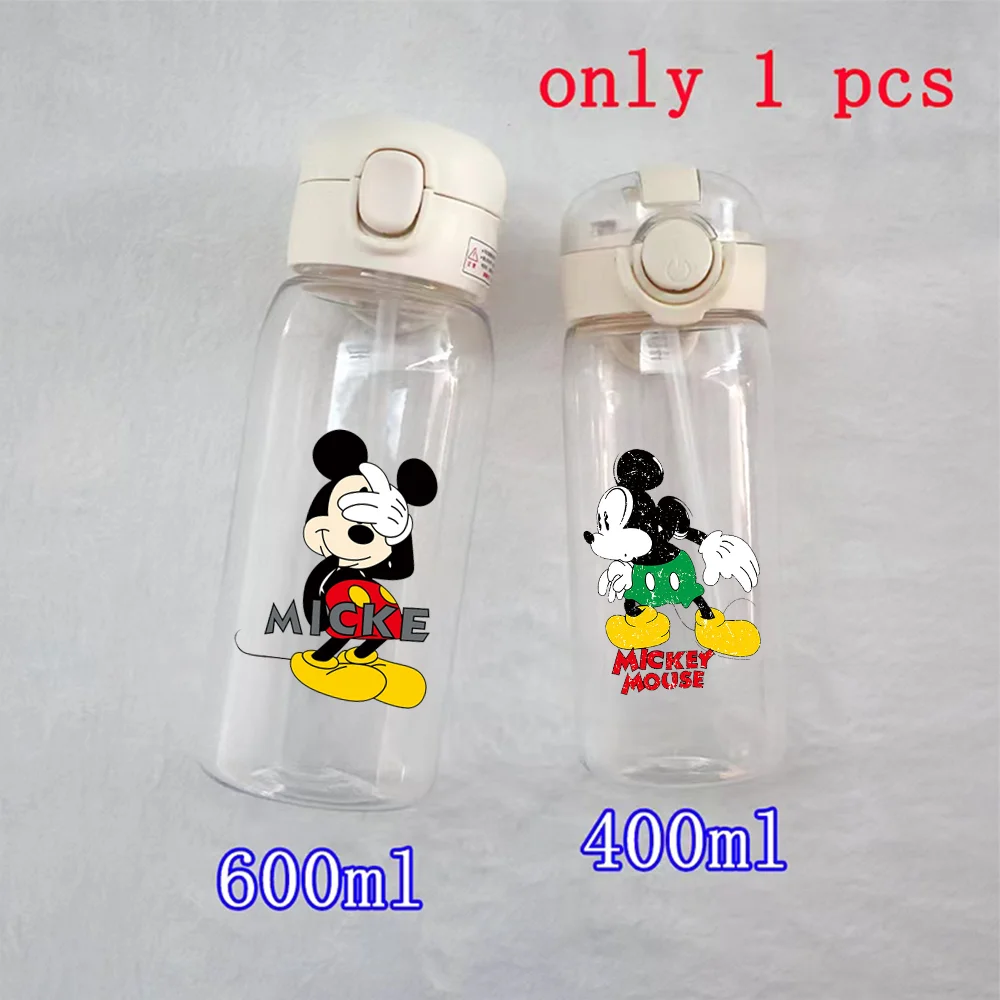 Disney Mickey Mouse Donald Duck Cartoon 400ML600ML Fassungsvermögen Transparenter Trinkbecher mit Strohhalm aus Kunststoff PC Fitness Tragbar Reise Zuhause Image