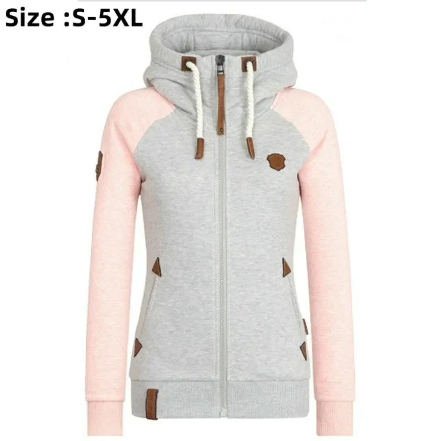 Neue 2026 frauen Casual Hoodies Jacke Zipper Mischfarben Damen Mäntel Tops Casual Sweatshirt Hoodies Große Größe Frauen Kleidung Image