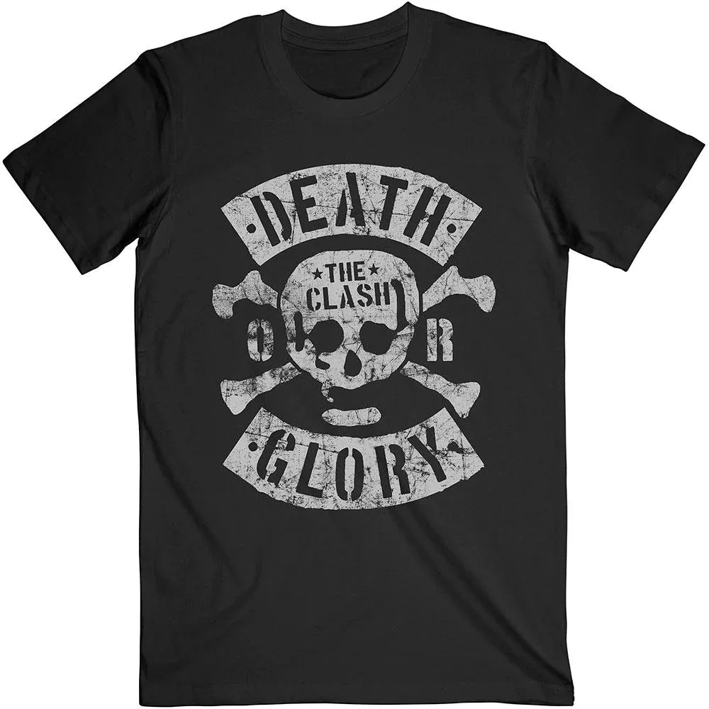 The Clash Death or Glory Bedrucktes Baumwoll-T-Shirt Punk Rock Streetwear Unisex Rundhals Kurzarm-Shirt für Punk-Fans