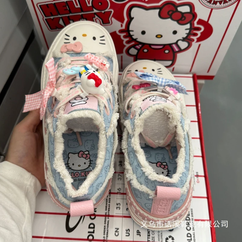 OLDORDER Canvas-Schuhe Sanrio Hello Kitty Collaboration Damen-Sneaker, niedliche Anime-Schuhkollektion
