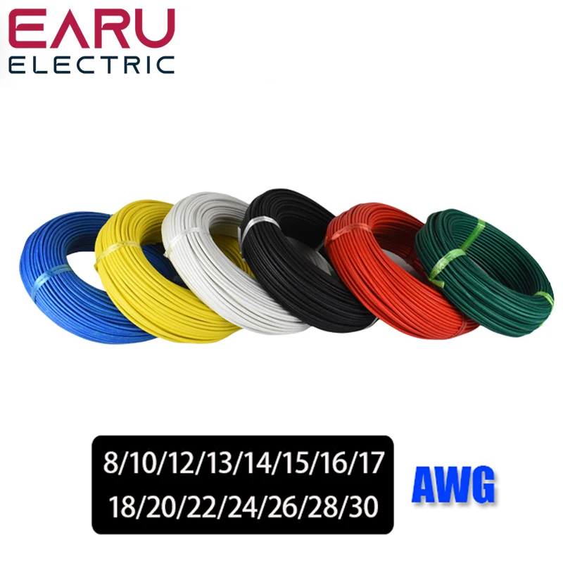 5 mt/los Hitzebeständige Weiche Elektrische Silikon Draht Kabel 8 10 12 14 16 18 20 22 24 26 28 30 AWG 5M 6 Farbe Rot Schwarz Blau Image
