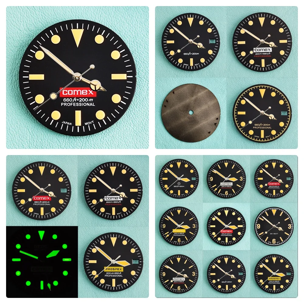 28,5 mm großes Retro-Zifferblatt mit S-Logo, geeignet für NH35/NH36/4R/7S-Uhrwerke, grün leuchtendes, schwarzes, klassisches Uhrenmodifikationszubehör Image