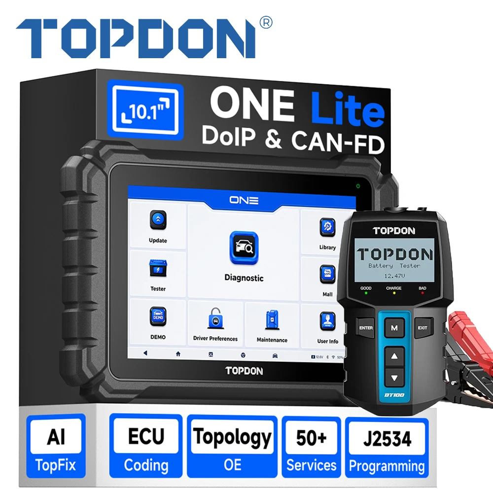 TOPDON ONE Lite Auto-Diagnosegerät CAN FD DOIP Alle Systeme ECU-Codierung Bidirektional 50 Resets Auto-Scanner 10'' OBD2 Diagnose Image