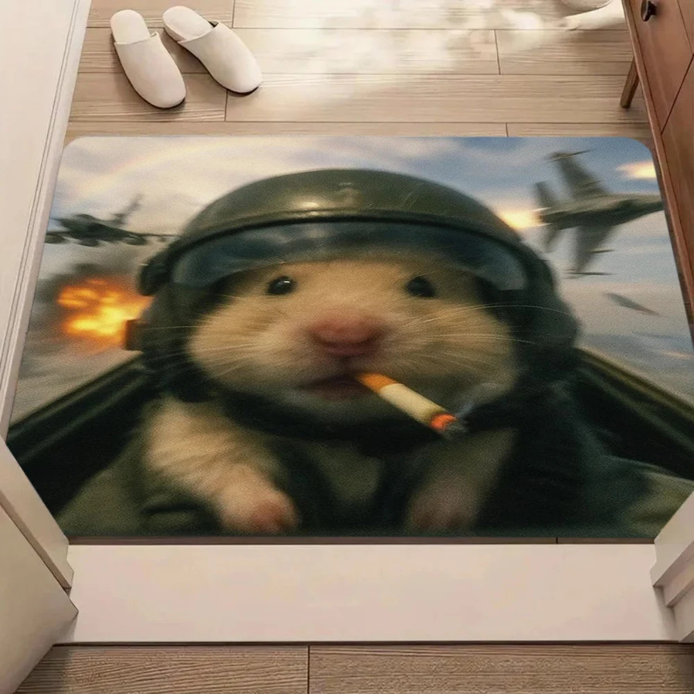 Funny Pilot Hamster Carpet Animal Pattern Rug Soft Floor Mat for Home Decoration Door Mat Home Floor Mat Welcome Mat Kitchen Mat