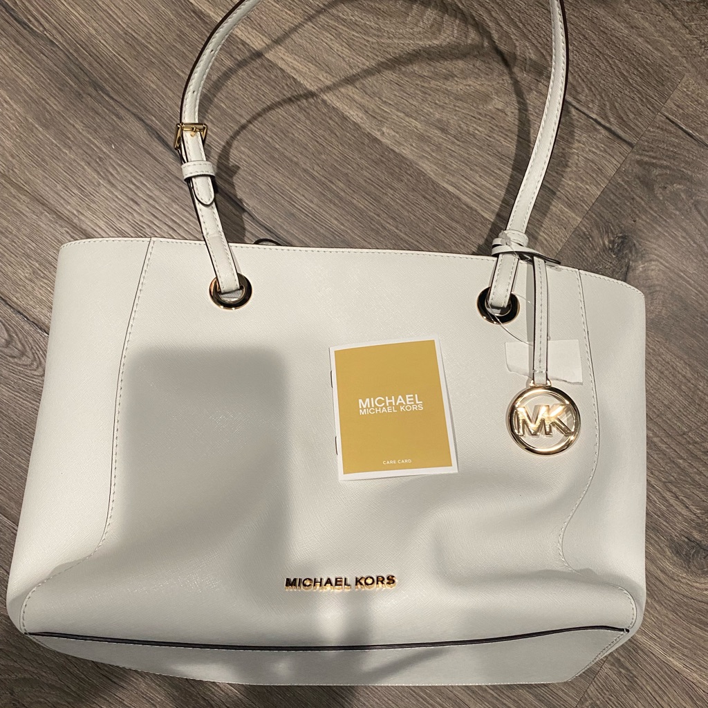 Michael Kors Bags | Brand New Mk White Jet Set Tote Saffiano Leather | Color: White | Size: Os