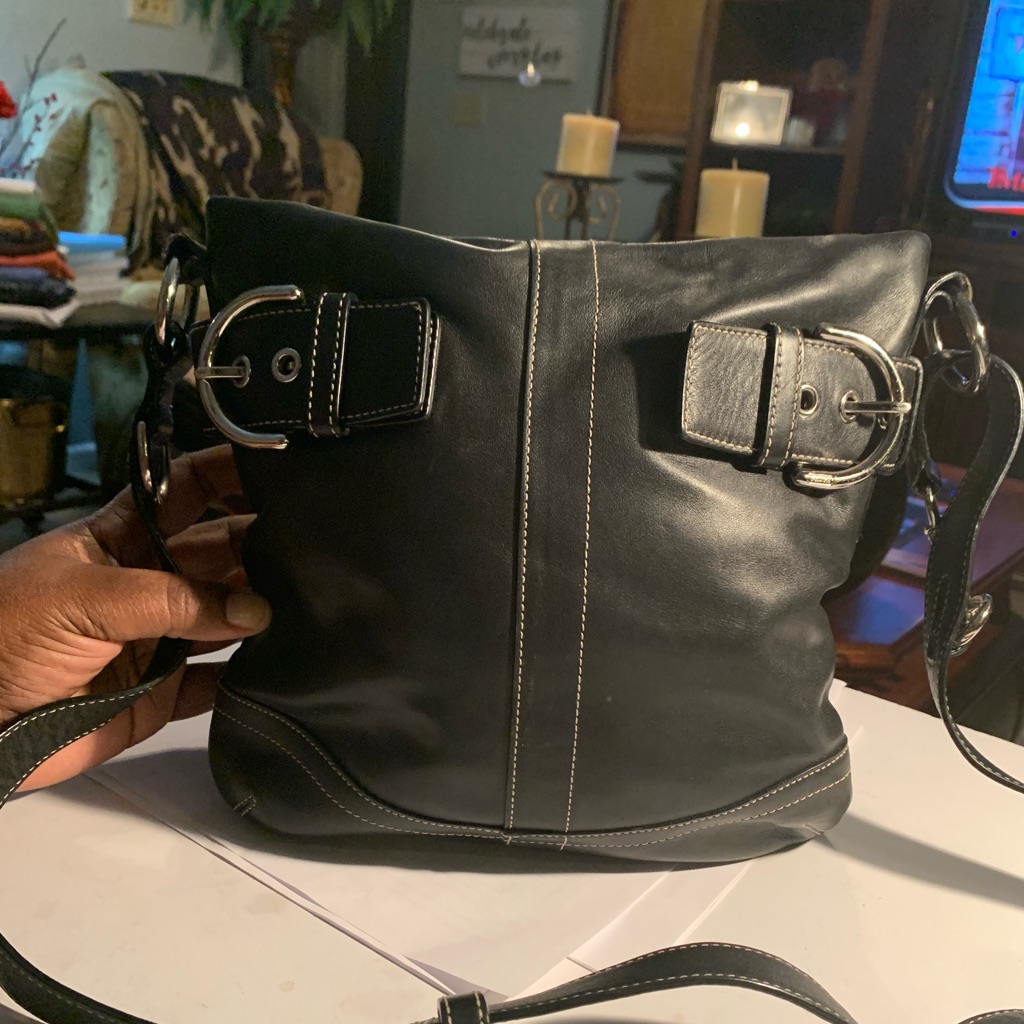 Coach Bags | Coach Factory Leather Shoulder Bag | Color: Black/Silver | Size: 9 X 9 Inches