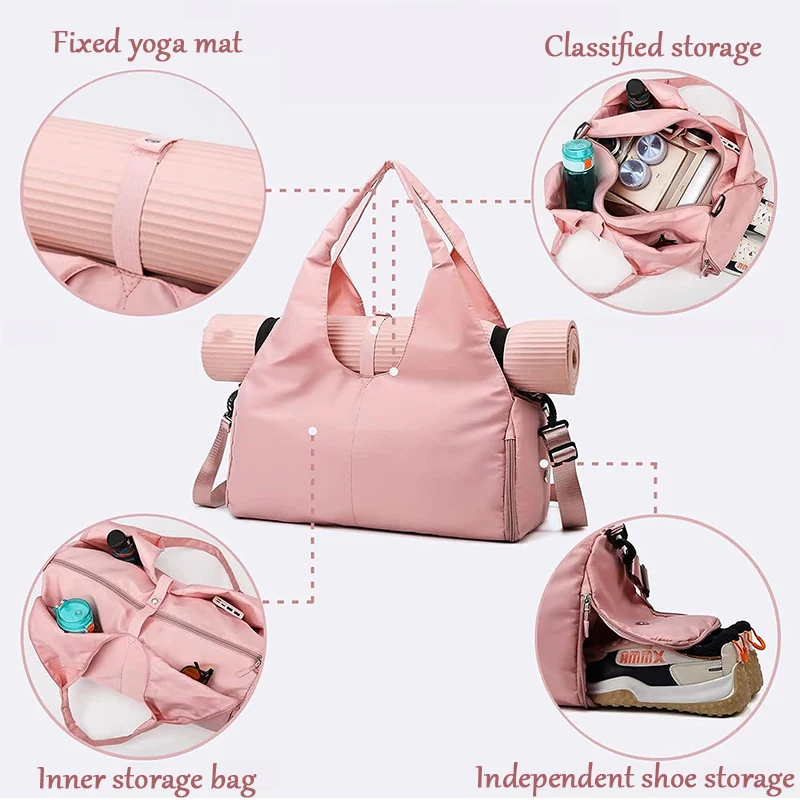 Sac de sport pour tapis de yoga, sacs de fitness pour femmes et hommes, sac de sport de voyage, sac de sport en nylon pour activités de plein air