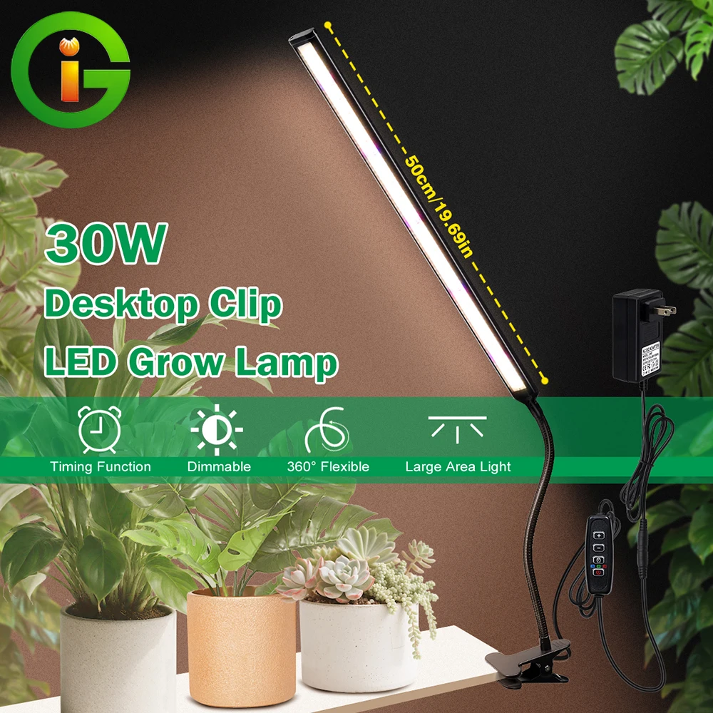 Clip-LED-Pflanzenlampe, Phyto-Lampe, volles Wachstumsspektrum, Gartenbau-Phytolampe mit Steuerung für den Innenanbau von Pflanzen und Blüten