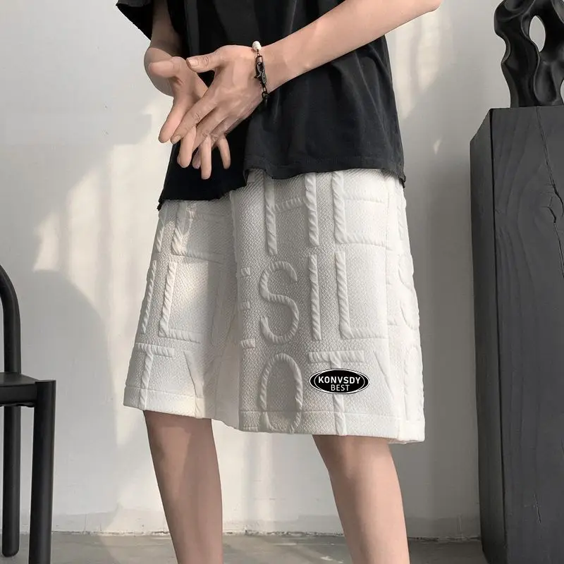 Herren-Shorts für Sommer, Laufen, Freizeit, Jogging, Sport-Kurzhosen mit Schriftzug-Print, Einfarbig mit Kordelzug, Locker Sitzend, Schnelltrocknend, für Fitness und Strand Image