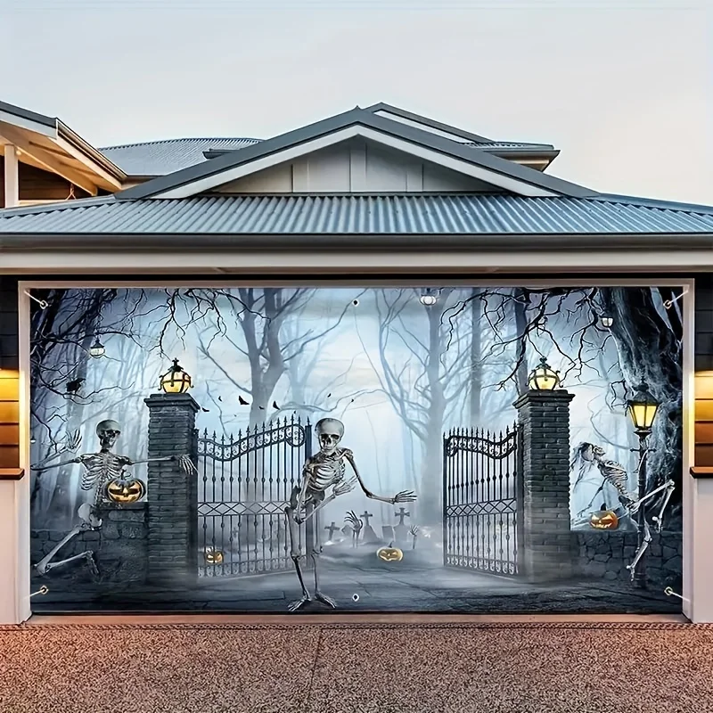 1 Halloween-Horror-Garagentor-Banner – Outdoor-Dekoration – perfekt für Party-Hintergrund und Festival-Feier-Dekoration Image
