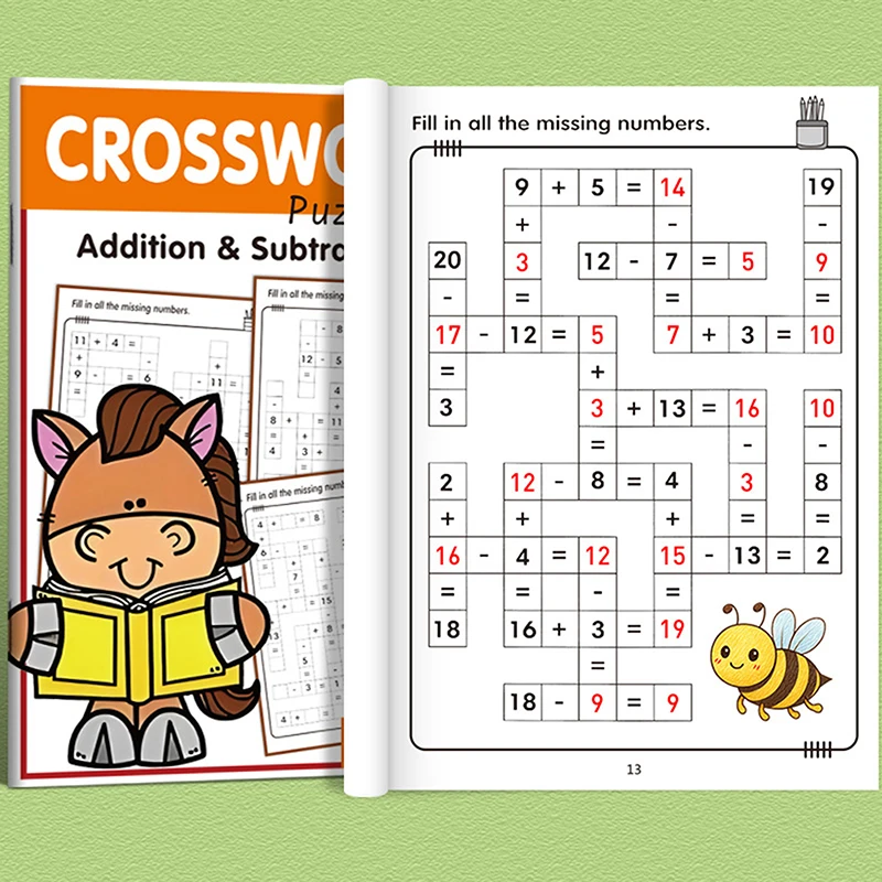 Y-1Pc Math Crossword Puzzles Additions- und Subtraktions-Arbeitsheft – Lehrreiches Denkspiel für Kinder und Erwachsene Image