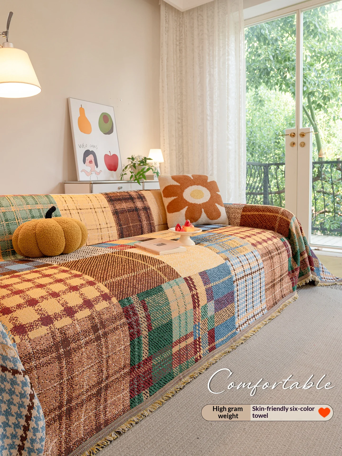 Wohnzimmer Sofabezüge Komplettset Sofaüberwurf 2-Sitzer mit Rückenkissen Sofabezüge 4-Sitzer Boho Sofadecke