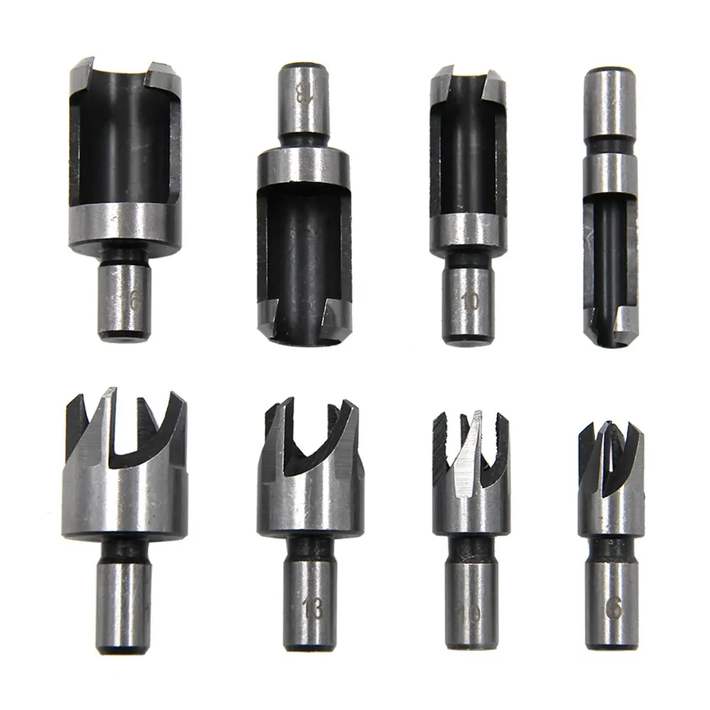 4/8-teiliges Set: Rundgriff-Holzstopfenbohrer (Fass-/Klauenform) für Holzbearbeitung, Lochöffner, Ausbohrer, Entfernungswerkzeug, Schneidwerkzeug-Set Image