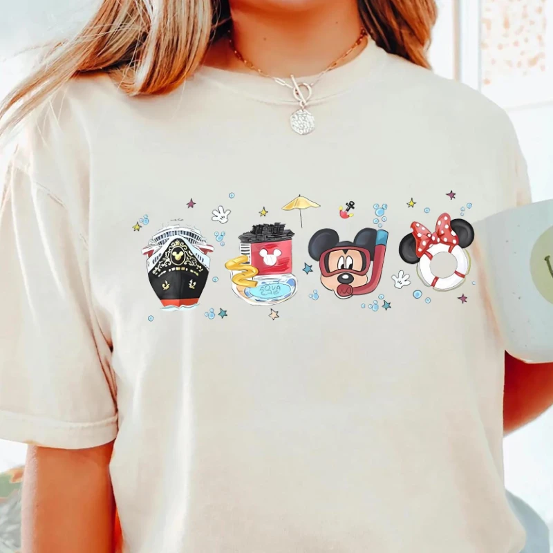 Potdemiel Disney Cruise Line Shirt Aquarell Mickey Minnie T-Shirt Disney Wish Dream Fantasy Treasure Trip Shirt Familie