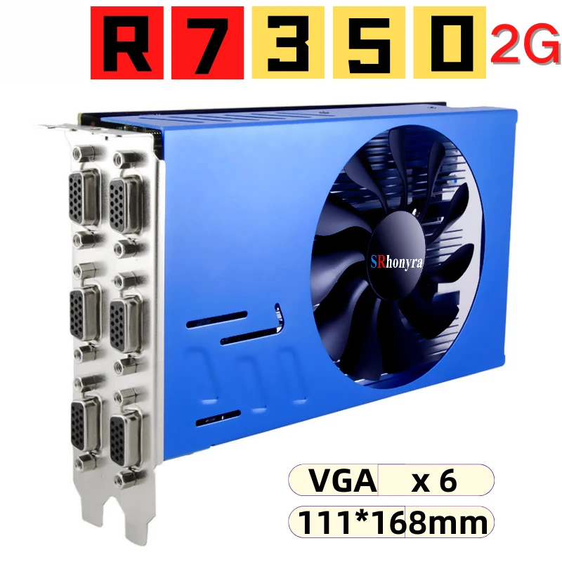 SRhonyra AMD R7 350 2/4G Multi-Monitor-Grafikkarte, 4/6VGA GDDR5 Videokarte für Aktienhandel Image