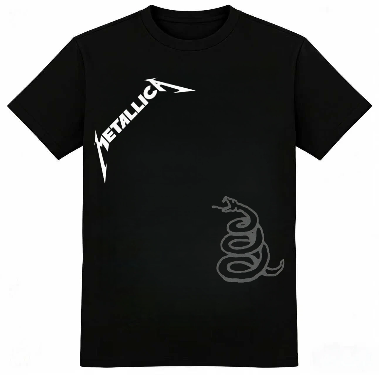 Metallica T-Shirt mit Schlangenmuster-Druck für Männer und Frauen, Sommermode, lässig, Streetwear, Hip-Hop, klassisches Band-T-Shirt