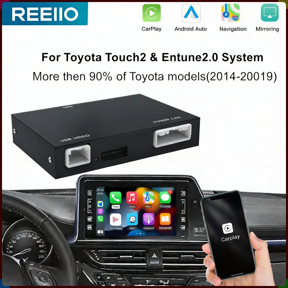 REEIIO Kabelloses Apple Carplay Android Auto Modul für TOYOTA RAV4 Corolla Tacoma Camry CHR Tundra Highlander Prius 4Runner Yaris Image