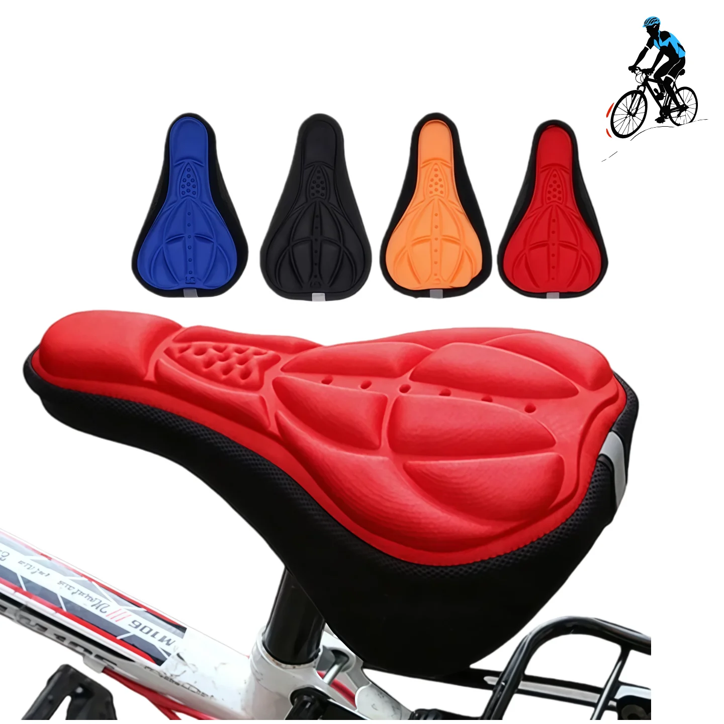 3D Weicher Fahrradsattelbezug Neuer Fahrradsitz MTB Mountainbike Verdicktes Schwammpolster Atmungsaktives Outdoor-Kissen Fahrradzubehör Image