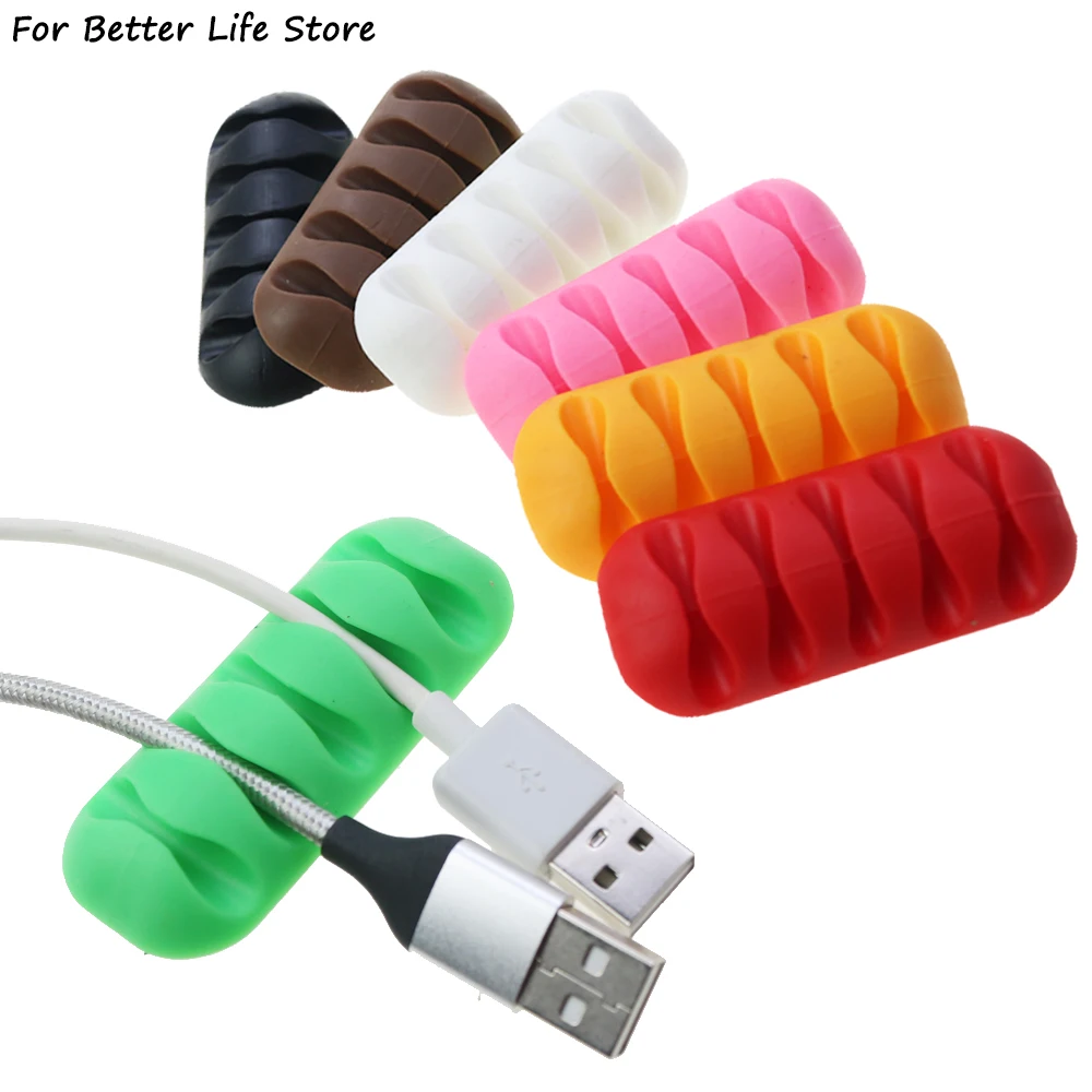 1pc 10g 7 Farbe Silikon draht Ladegerät Blei Befestigungs clips susb Kabel Organizer Wickler Desktop ordentlich Halter für Maus Kopfhörer Image