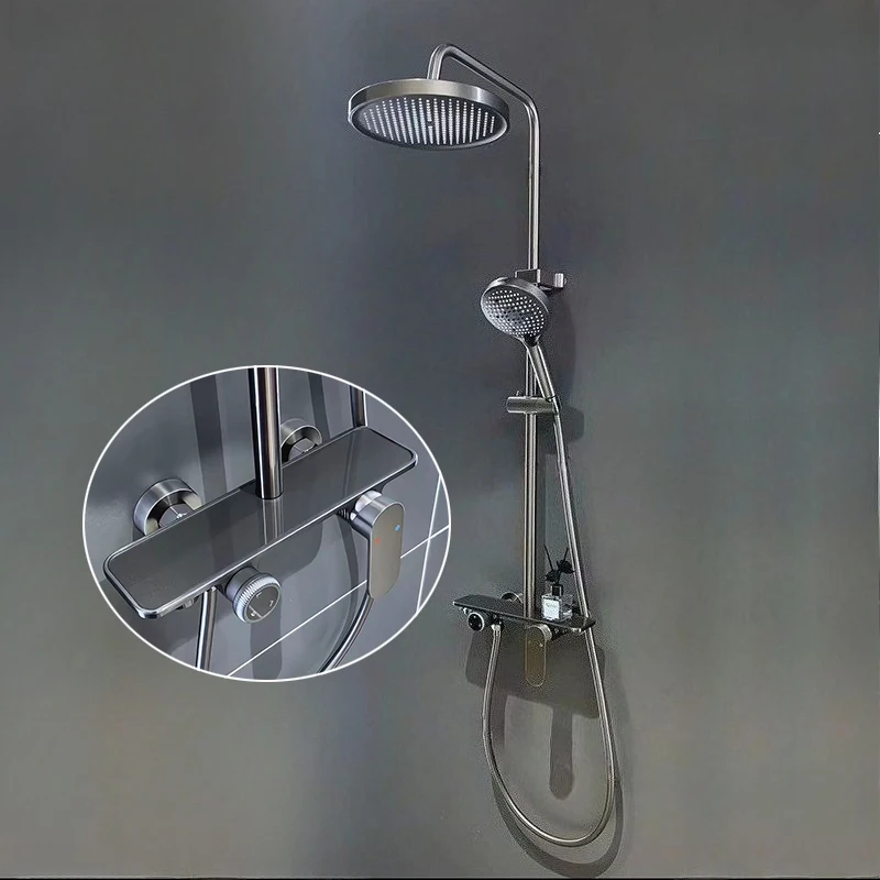 Drei Möglichkeiten Wasser Auslass Knopf Typ Badezimmer Dusche System Heiß Kalt Badezimmer Dusche Wasserhahn Set Niederschlag Druck Dusche Set Image