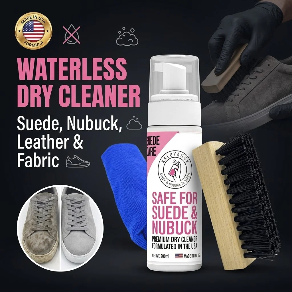 Premium Schuhreinigungs-Set Wasserloses Schaum-Reinigungsmittel mit Bürste und Tuch für Wildleder, Nubuk, Leder, Weiße Sneaker, Trainingsschuhe, Fleckenentferner und Pflege Image