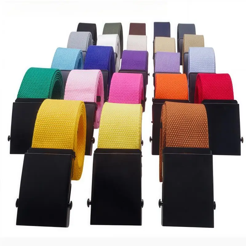 Modische Neue Unisex-Hosen-Gürtel Canvas-Gürtel mit Metallschnalle für Männer, Frauen und Jungen Jeansgürtel in Bonbonfarben Hochwertige Luxusgürtel Image