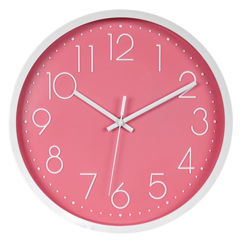 IvoQ Elegante Wanduhr Rosa 30 cm - Schlichtes Design - Modern & Leise - Ideal für Heimdekoration Image