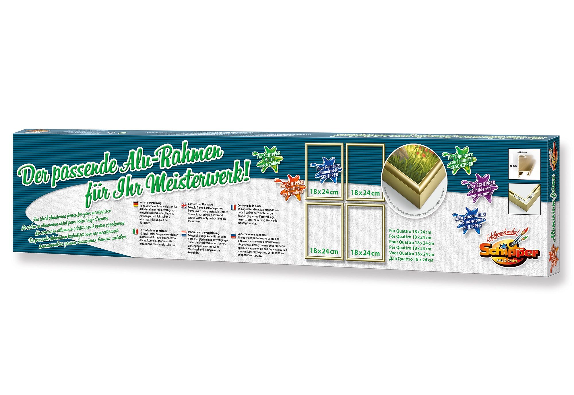 Bilderrahmen SCHIPPER "Malen nach Zahlen, Quattro", gold (goldfarben), Bilderrahmen, Kinder, B/H/T: 18cm x 24cm, Aluminium, Bilderrahmen, Made in Germany, B:18cm H:24cm Image