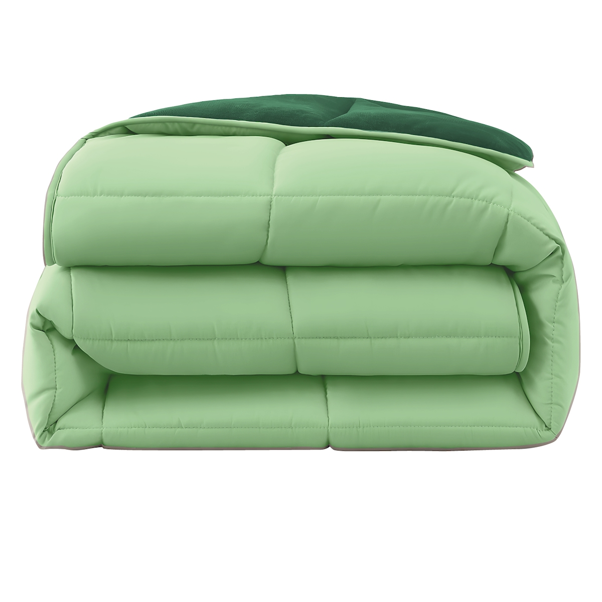 wometo Plüsch Steppbett Ganzjahresdecke Wende-Design ca. 155x220 – grün & dunkelgrün – warme Winterbettdecke I ohne Bezug verwendbar I OEKO-TEX Image