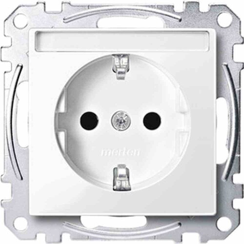 Merten System M Steckdose, 1f, polarweiß, glänzend, Unterputz, mit erhöhtem Berührungsschutz, horizontal/vertikal, IP20 Image