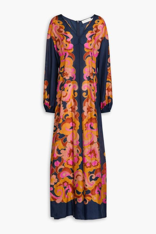 Printed Silk-habotai Maxi Dress - Orange - Zimmermann Dresses