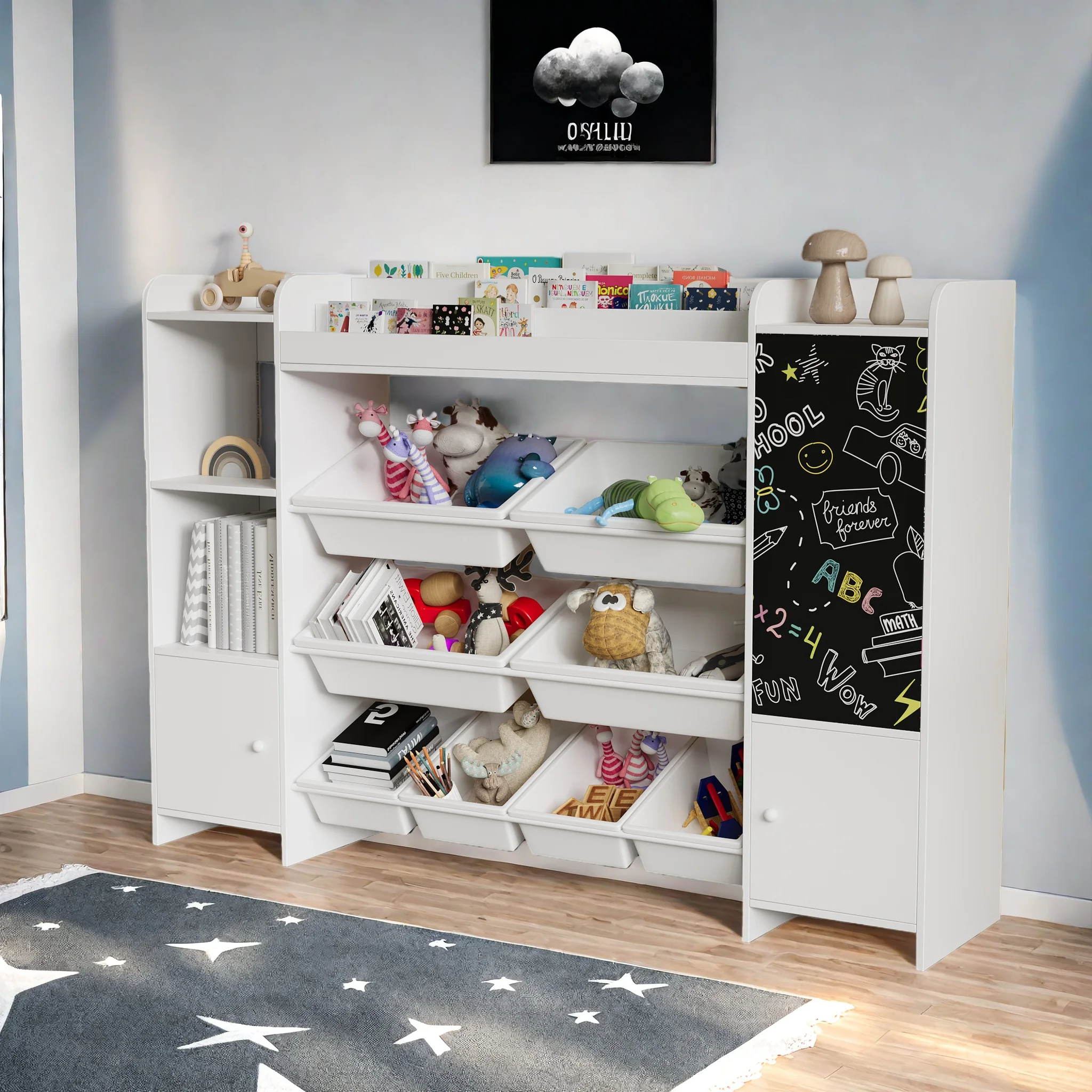 Libreria per bambini Rosahqnda, contenitore per libri per la cameretta dei bambini, scaffale per libri, libreria per bambini, libreria in legno, mobili per bambini