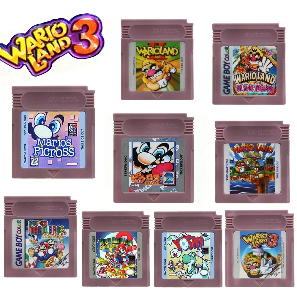 Nouvelle cartouche de jeu vidéo GBC 16 bits, console de jeu 16 bits, carte de jeu Wario Land Donkey Kong Wario Land 2 Yoshi pour GBC/GBA Mario