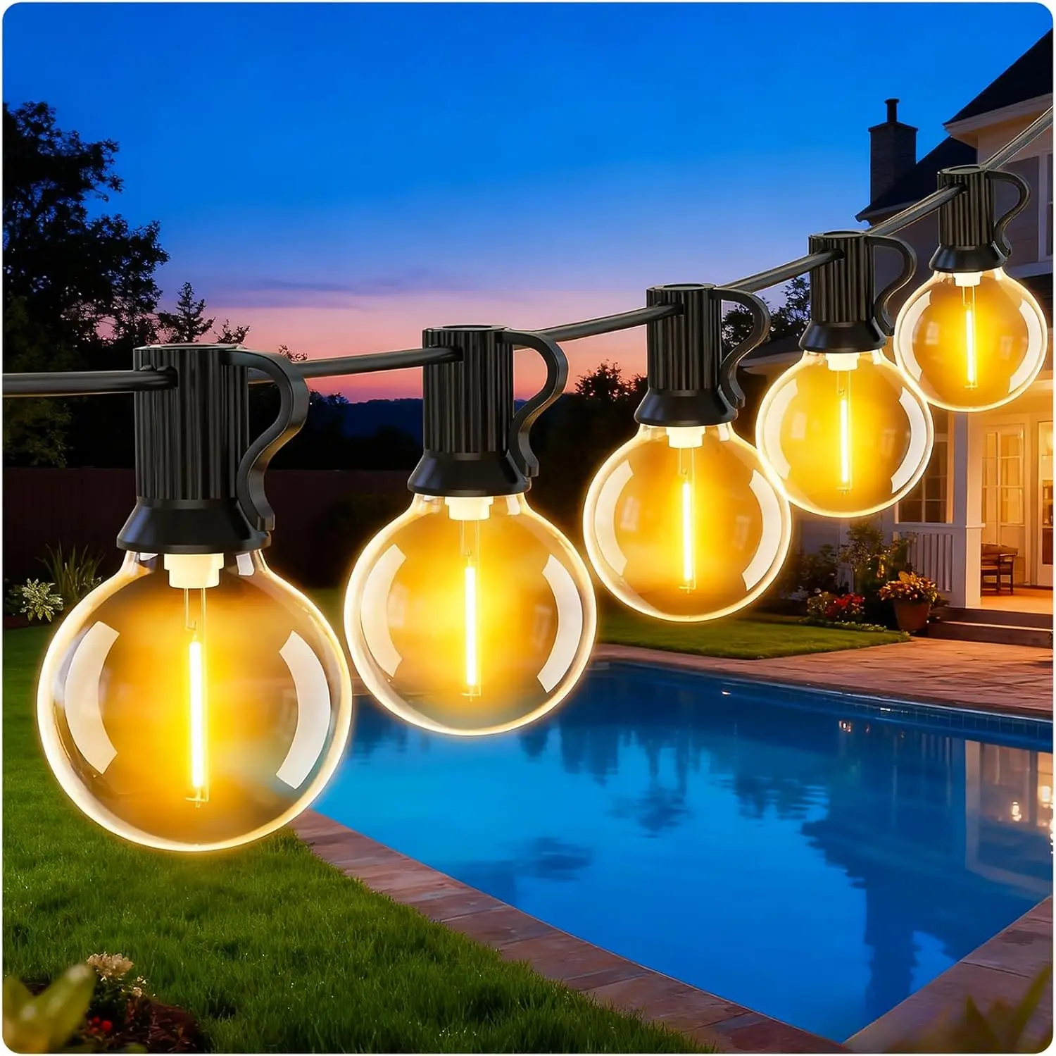 30 m/15 m G40 LED-Kugel-Lichterkette für den Außenbereich mit EU-Stecker, wasserdichte, verbindbare Hängelampe für Party, Garten, Balkon