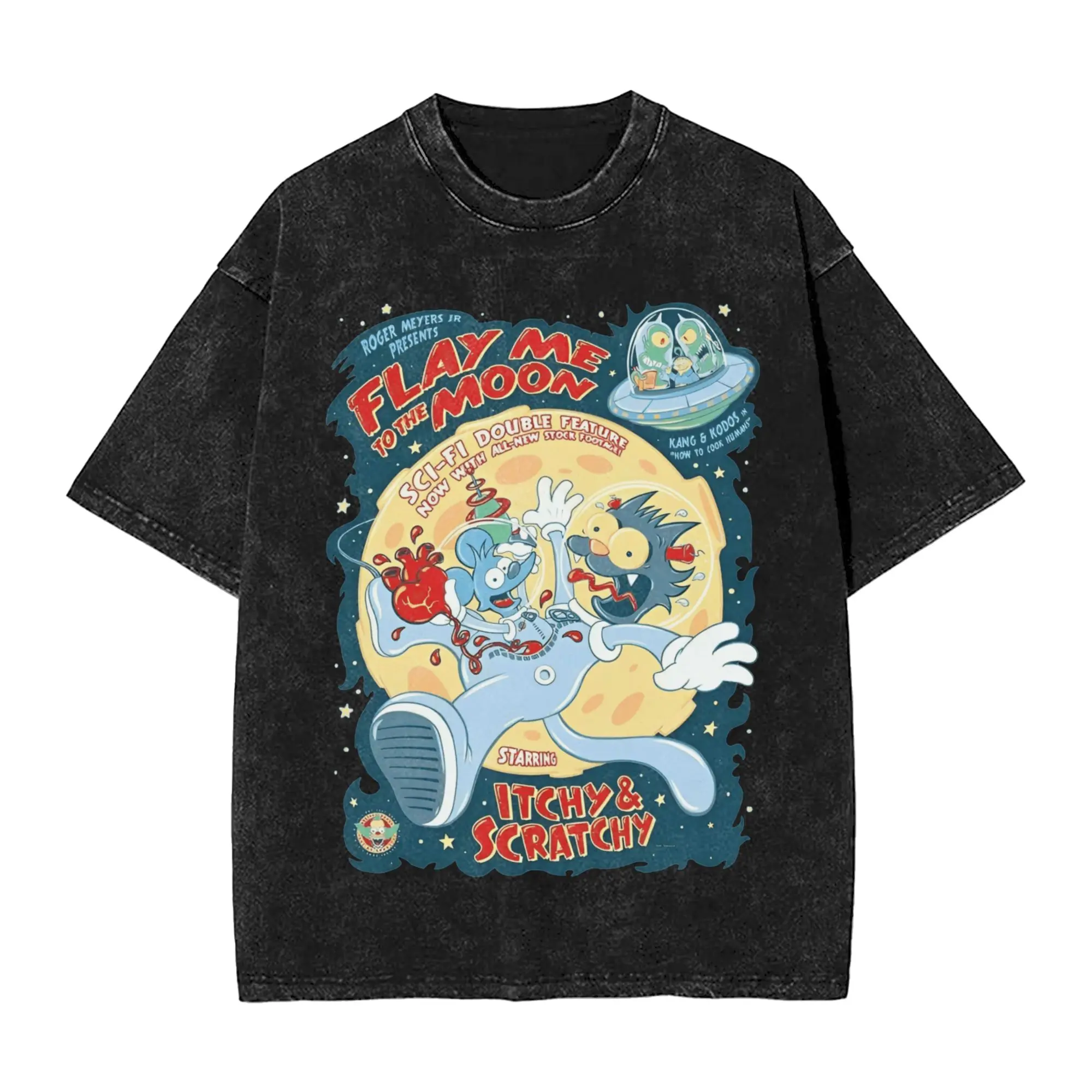 The Itchy & Scratchy Show T-Shirt Sommer Y2K Basic T-Shirts Baumwolle Hip Hop T-Shirt für Männer Kurzarm Print T-Shirts