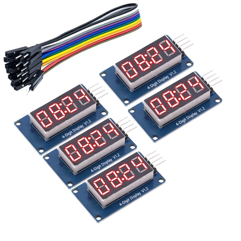 1-5 Stück TM1637 4 Bits 0,36 Zoll digitales LED-Anzeigemodul für Arduino 7 Segmentuhr ROTE Anodenröhre Vier serielles Treiberplatinenpaket Image