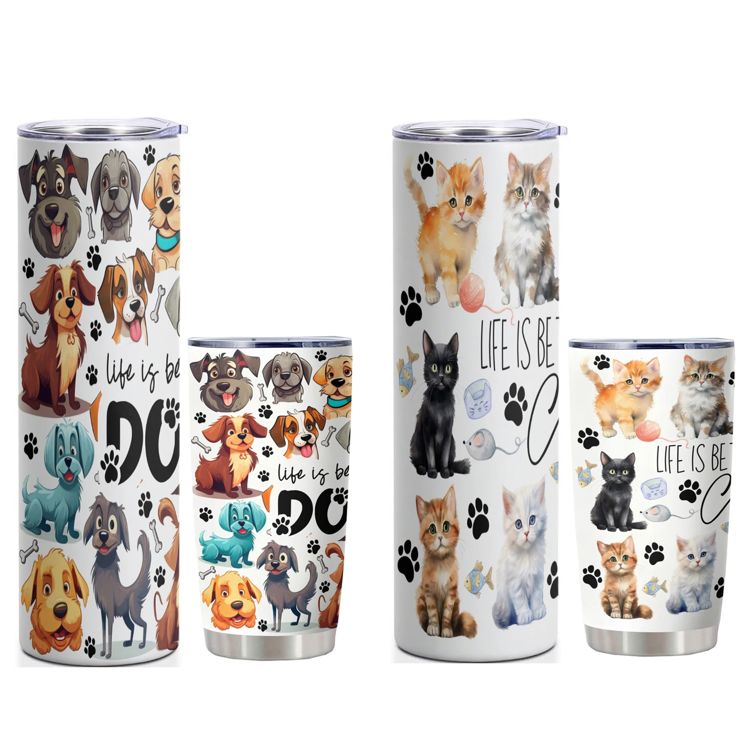 20Oz süße Haustier-Trinkbecher aus Edelstahl, doppelwandig mit Deckel, halten Getränke kalt/heiß, mit Eulen-Print, Wasserflasche, Geschenk. Image