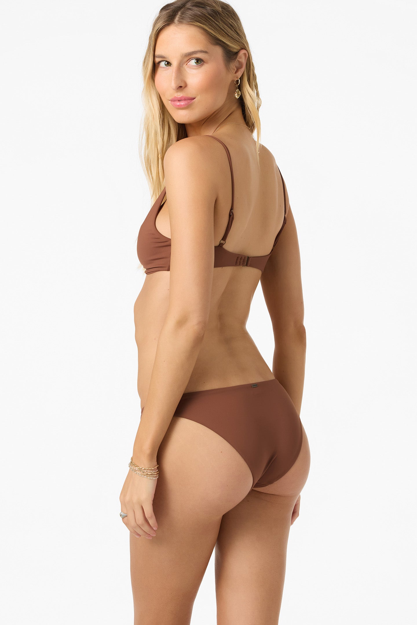 O'Neill Women's Saltwater Solids Rockley Medium Bottoms in Coconut Brown, Elastane/Polyamide, Best Women's Swimwear, Best Women's Swimwear