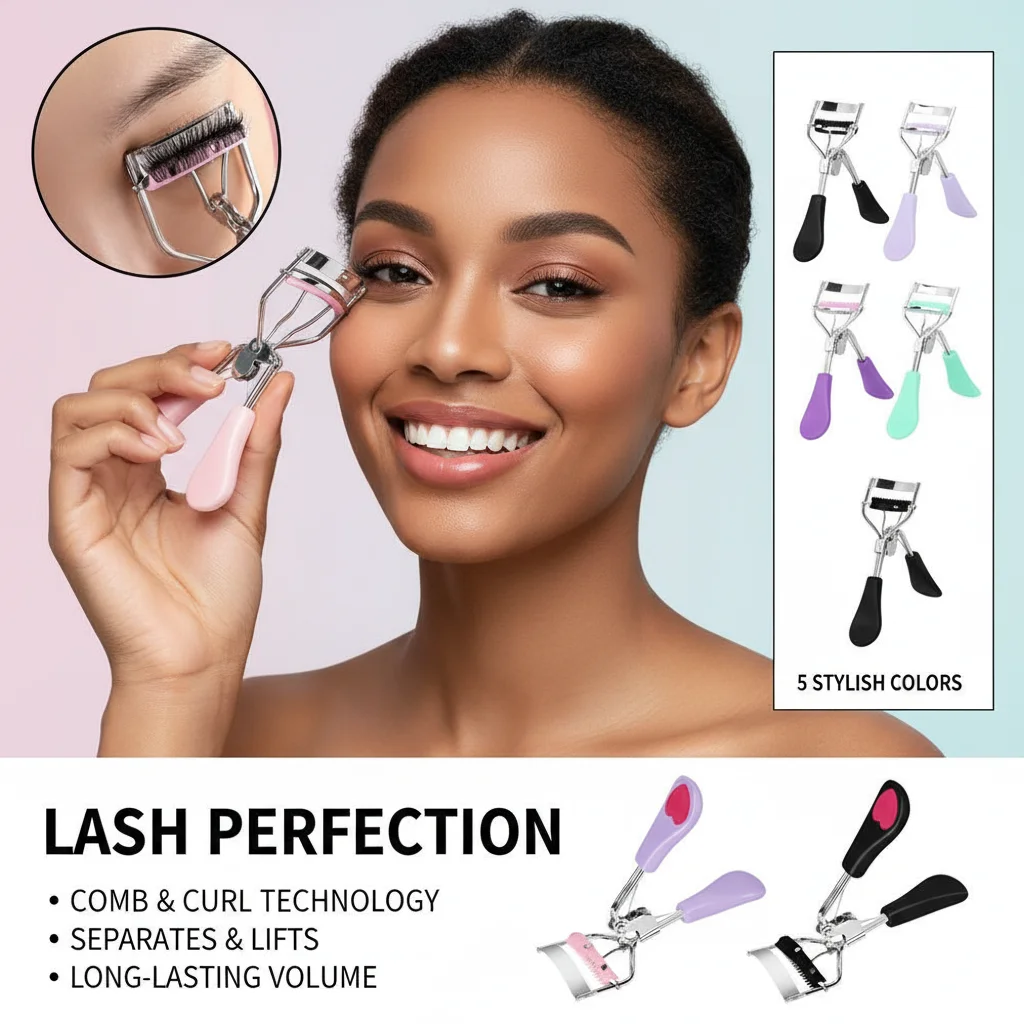 Wimpernzange für Damen, Make-up-Tools, Kosmetik, Wimpernformer mit Kamm und Clip, Wimpernwerkzeug