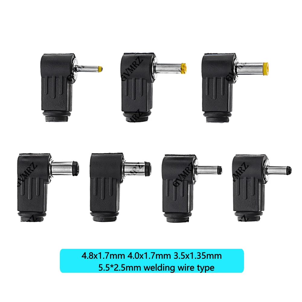5 Stück 4,8 x 1,7 mm, 4,0 x 1,7 mm, 3,5 x 1,35 mm DC-Stecker, 90-Grad-Winkel, 5,5 x 2,1 mm DC-Stromstecker, Verkabelungsbaugruppe, 5,5 x 2,5 mm Schweißdrahttyp Image