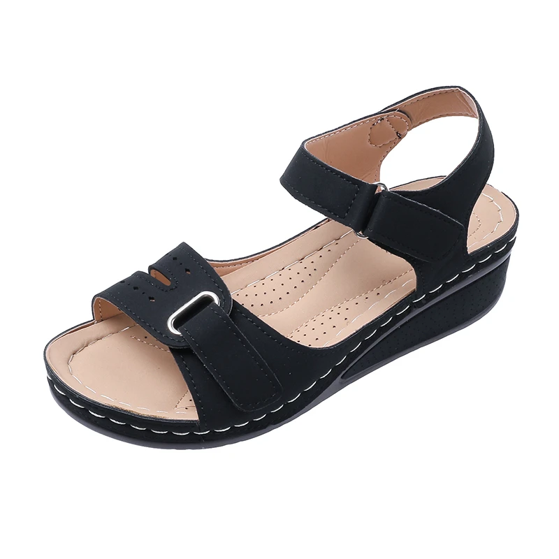 2026 Neue offene modische Damen-Sandalen für den Sommer – weiche, sexy Keilsandalen mit Schnalle, orthopädische Damenschuhe, Größen 35-43