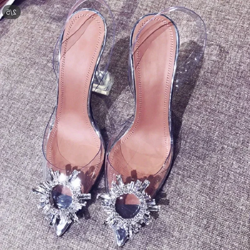 Eilyken GROSSE GRÖSSE 45 KRISTALL Diamant PVC Transparent Spitz Frauen Pumpen Elegante High Heels Bankett Prom Frühling Schuhe